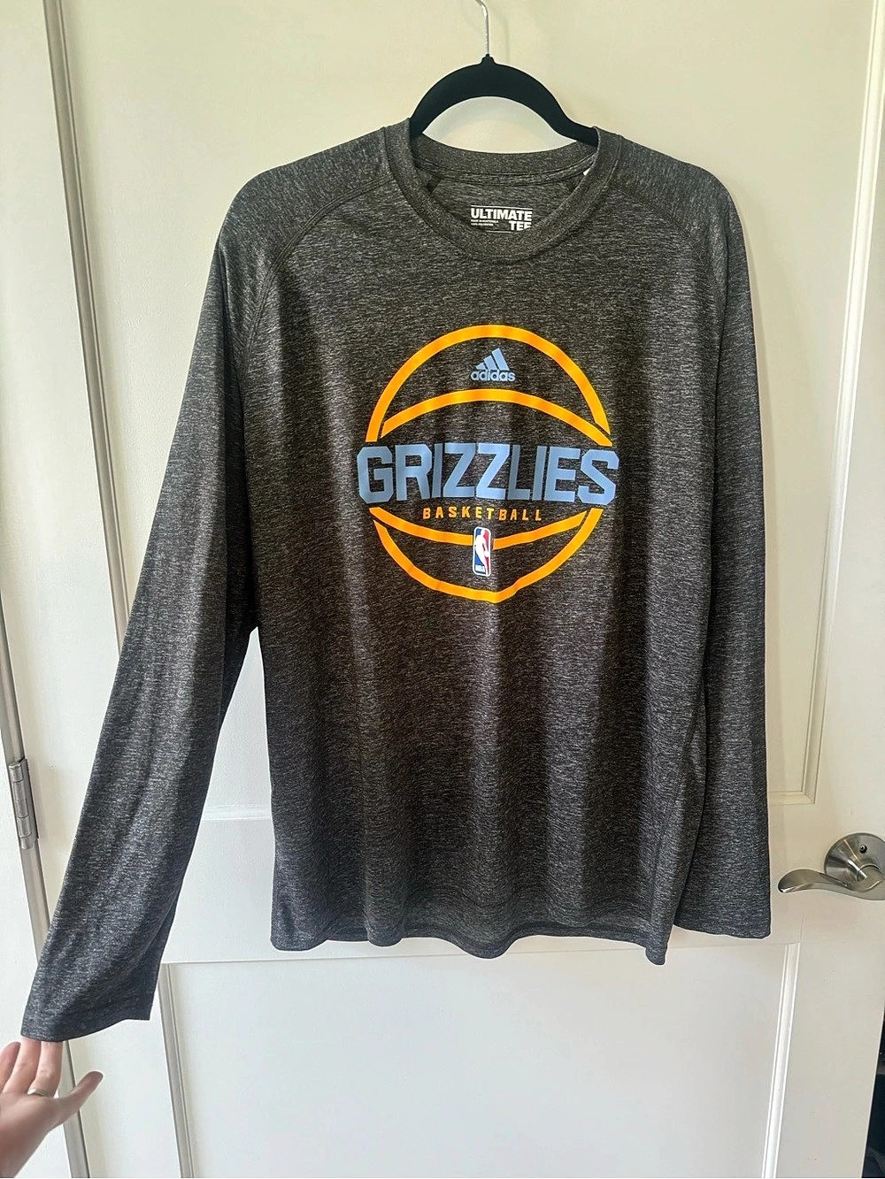 adidas Ultimate Tee Long Sleeve NBA Memphis Grizzlies in Gray - XL